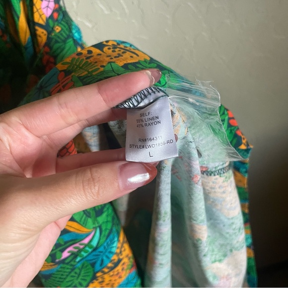 Palms Away Out Of The Woods Green Print Midi Dress - Picture 10 of 10